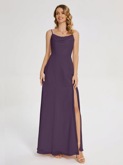 Blake Spaghetti Straps Chiffon Bridesmaid Dress with Slit