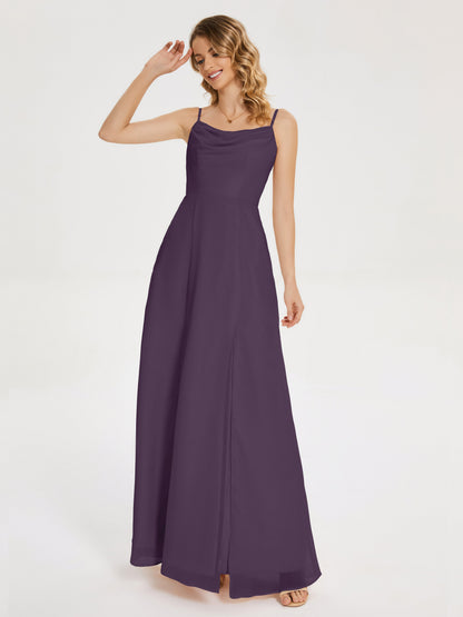 Blake Spaghetti Straps Chiffon Bridesmaid Dress with Slit