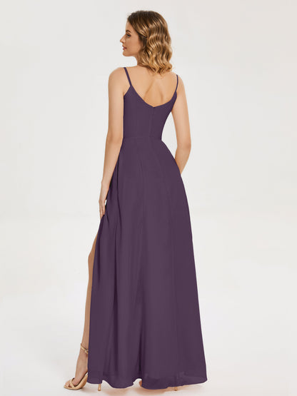 Blake Spaghetti Straps Chiffon Bridesmaid Dress with Slit