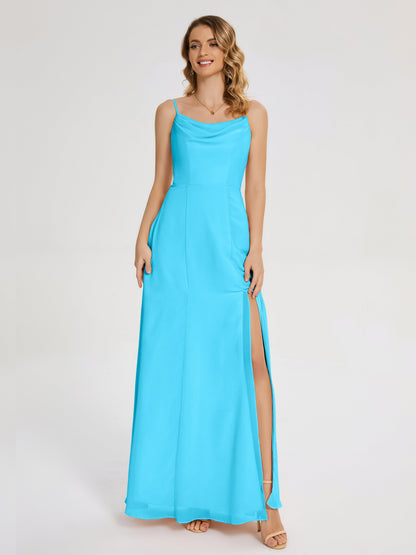 Blake Spaghetti Straps Chiffon Bridesmaid Dress with Slit