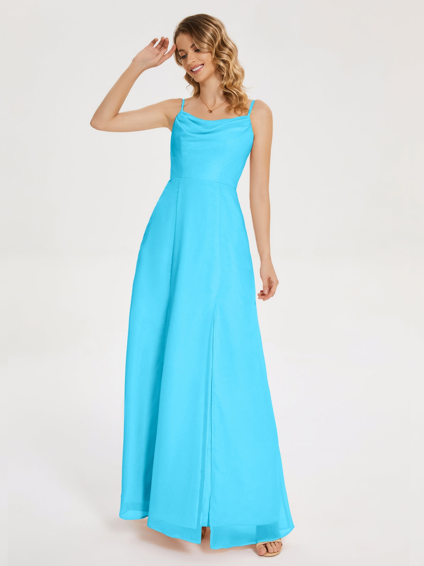 Blake Spaghetti Straps Chiffon Bridesmaid Dress with Slit