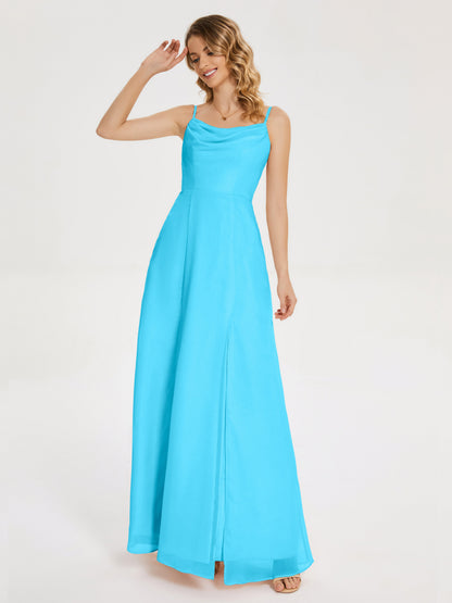 Blake Spaghetti Straps Chiffon Bridesmaid Dress with Slit