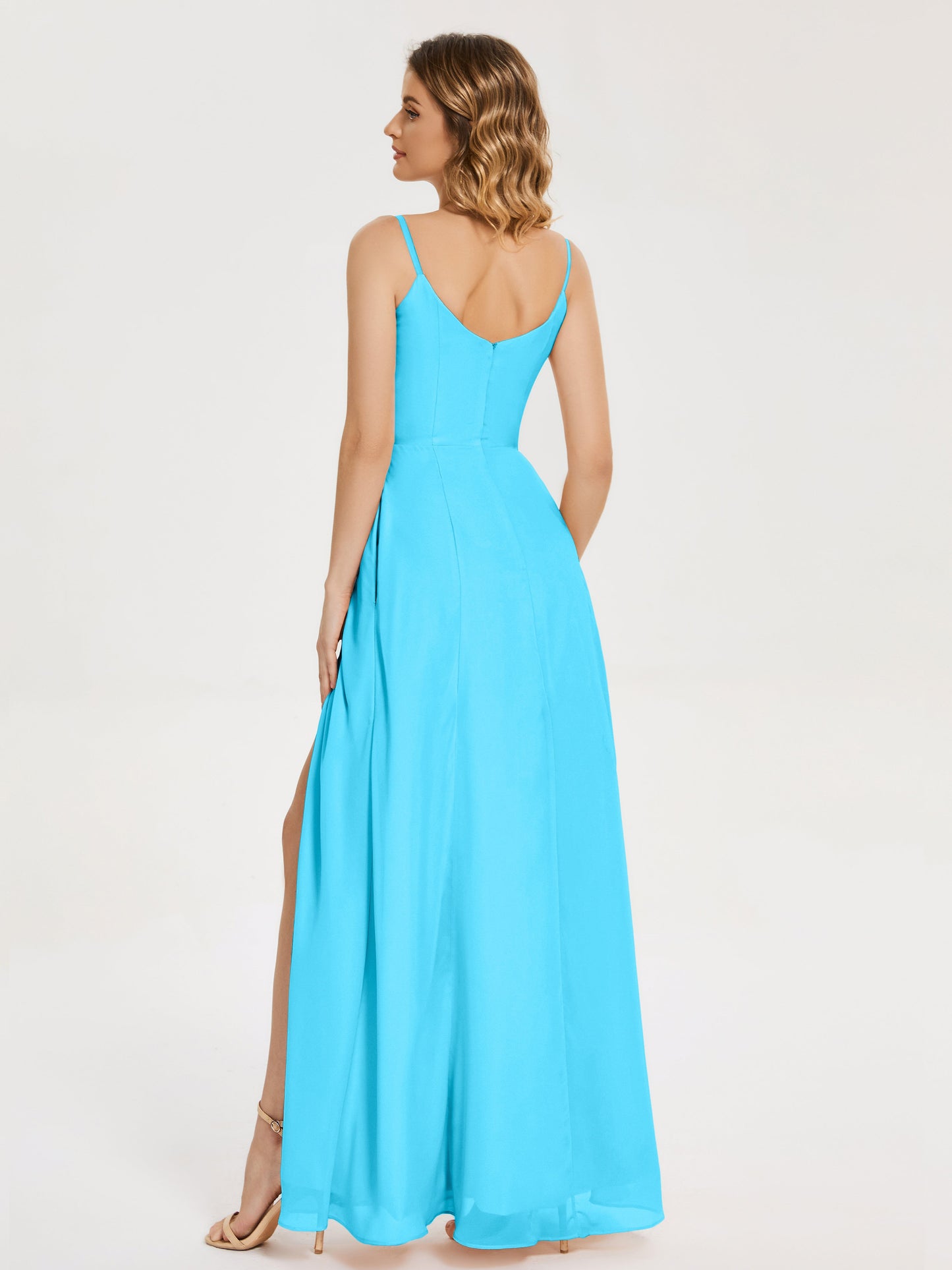Blake Spaghetti Straps Chiffon Bridesmaid Dress with Slit