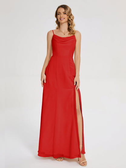 Blake Spaghetti Straps Chiffon Bridesmaid Dress with Slit
