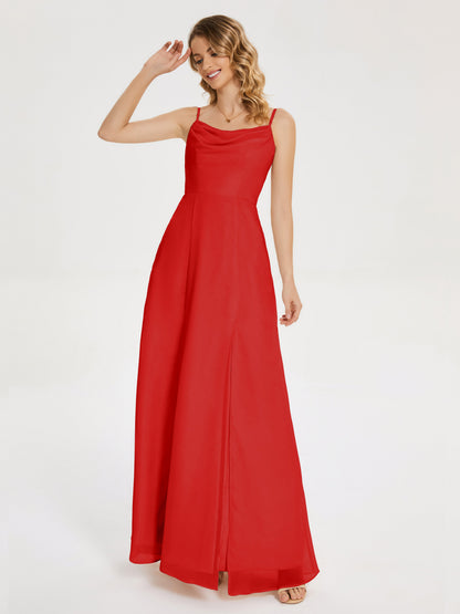Blake Spaghetti Straps Chiffon Bridesmaid Dress with Slit