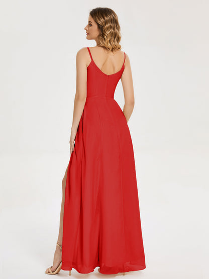 Blake Spaghetti Straps Chiffon Bridesmaid Dress with Slit