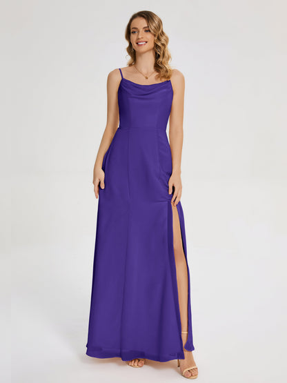 Blake Spaghetti Straps Chiffon Bridesmaid Dress with Slit