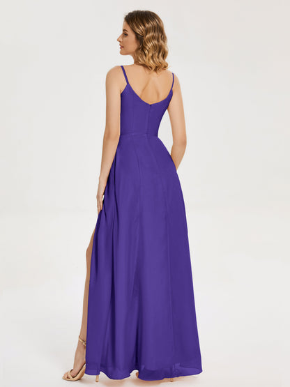 Blake Spaghetti Straps Chiffon Bridesmaid Dress with Slit