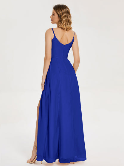 Blake Spaghetti Straps Chiffon Bridesmaid Dress with Slit