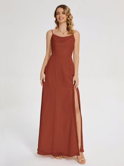 Blake Spaghetti Straps Chiffon Bridesmaid Dress with Slit