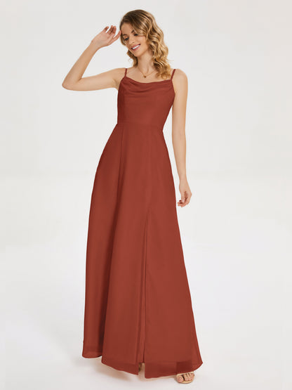 Blake Spaghetti Straps Chiffon Bridesmaid Dress with Slit