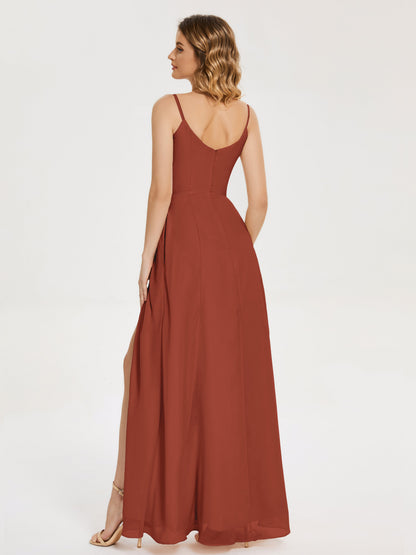 Blake Spaghetti Straps Chiffon Bridesmaid Dress with Slit