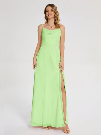 Blake Spaghetti Straps Chiffon Bridesmaid Dress with Slit