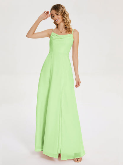 Blake Spaghetti Straps Chiffon Bridesmaid Dress with Slit