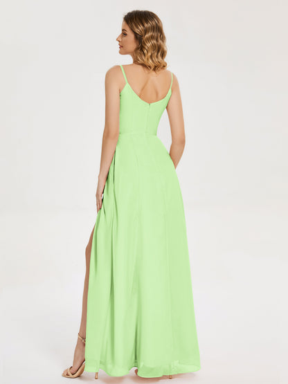 Blake Spaghetti Straps Chiffon Bridesmaid Dress with Slit