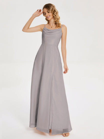 Blake Spaghetti Straps Chiffon Bridesmaid Dress with Slit