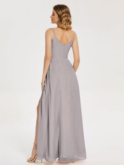 Blake Spaghetti Straps Chiffon Bridesmaid Dress with Slit