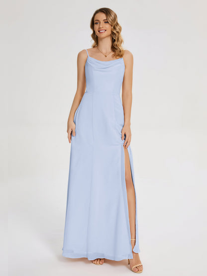 Blake Spaghetti Straps Chiffon Bridesmaid Dress with Slit