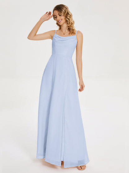 Blake Spaghetti Straps Chiffon Bridesmaid Dress with Slit