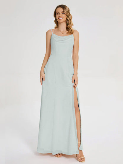 Blake Spaghetti Straps Chiffon Bridesmaid Dress with Slit