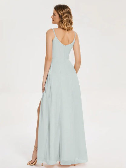 Blake Spaghetti Straps Chiffon Bridesmaid Dress with Slit