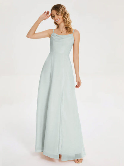 Blake Spaghetti Straps Chiffon Bridesmaid Dress with Slit