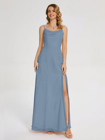 Blake Spaghetti Straps Chiffon Bridesmaid Dress with Slit