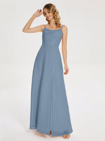 Blake Spaghetti Straps Chiffon Bridesmaid Dress with Slit