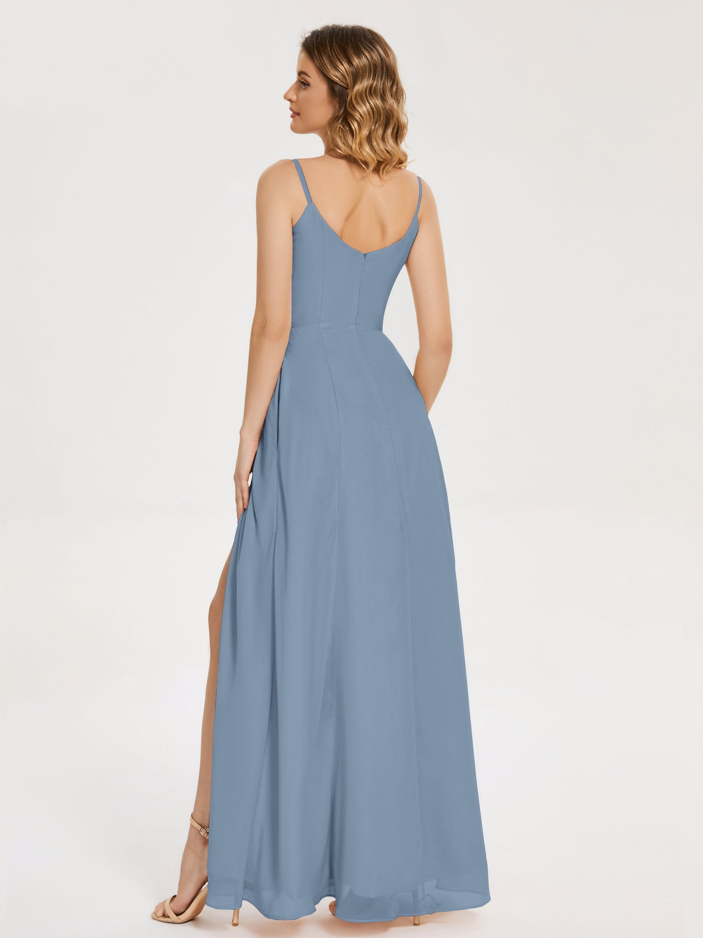 Blake Spaghetti Straps Chiffon Bridesmaid Dress with Slit