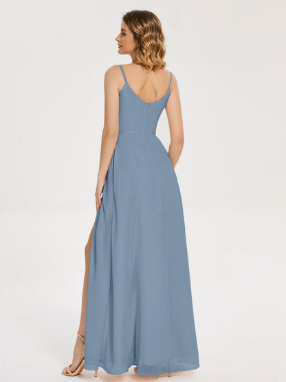 Blake Spaghetti Straps Chiffon Bridesmaid Dress with Slit