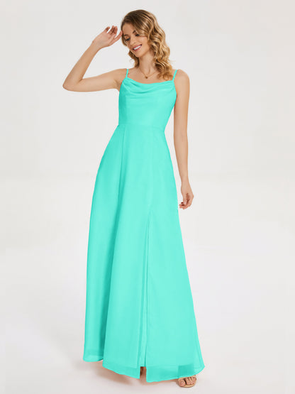 Blake Spaghetti Straps Chiffon Bridesmaid Dress with Slit