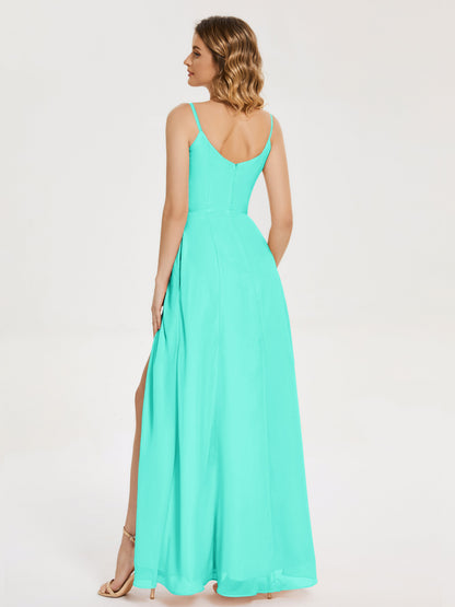 Blake Spaghetti Straps Chiffon Bridesmaid Dress with Slit
