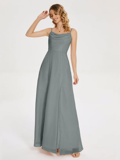Blake Spaghetti Straps Chiffon Bridesmaid Dress with Slit