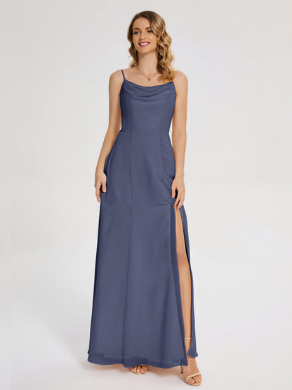 Blake Spaghetti Straps Chiffon Bridesmaid Dress with Slit