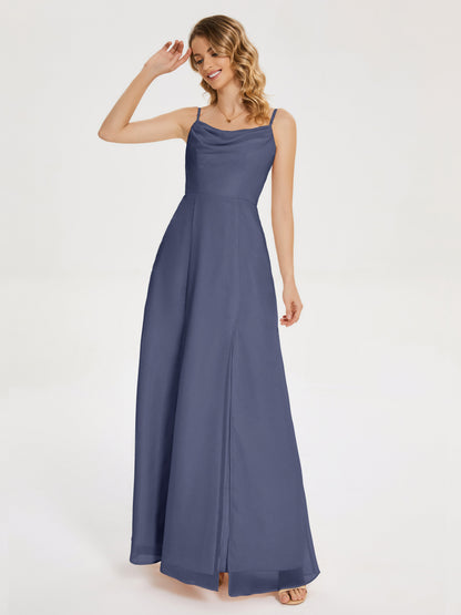 Blake Spaghetti Straps Chiffon Bridesmaid Dress with Slit