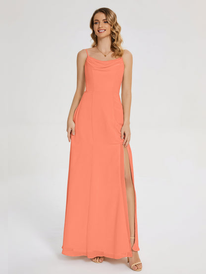Blake Spaghetti Straps Chiffon Bridesmaid Dress with Slit