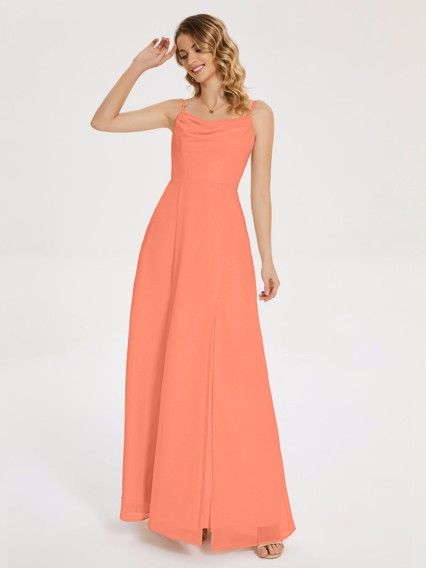 Blake Spaghetti Straps Chiffon Bridesmaid Dress with Slit