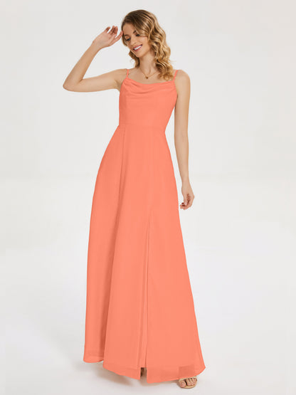 Blake Spaghetti Straps Chiffon Bridesmaid Dress with Slit