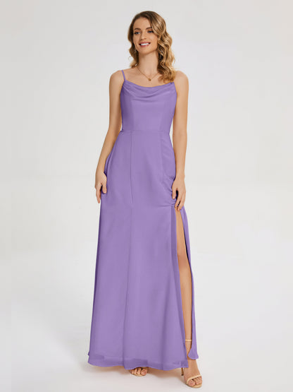 Blake Spaghetti Straps Chiffon Bridesmaid Dress with Slit