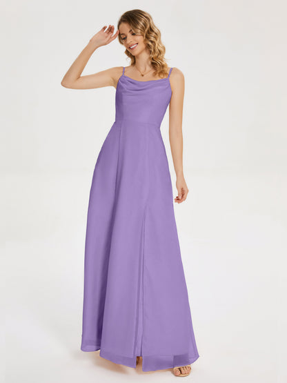 Blake Spaghetti Straps Chiffon Bridesmaid Dress with Slit