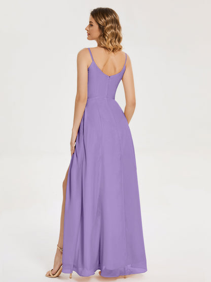 Blake Spaghetti Straps Chiffon Bridesmaid Dress with Slit