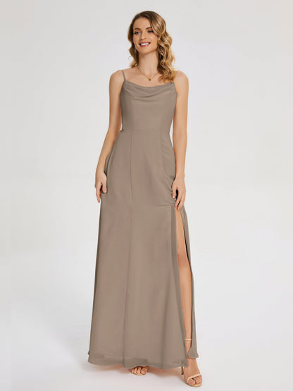 Blake Spaghetti Straps Chiffon Bridesmaid Dress with Slit