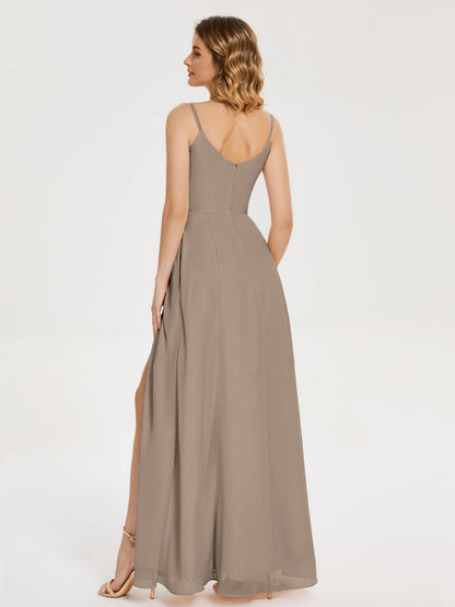 Blake Spaghetti Straps Chiffon Bridesmaid Dress with Slit