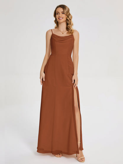 Blake Spaghetti Straps Chiffon Bridesmaid Dress with Slit
