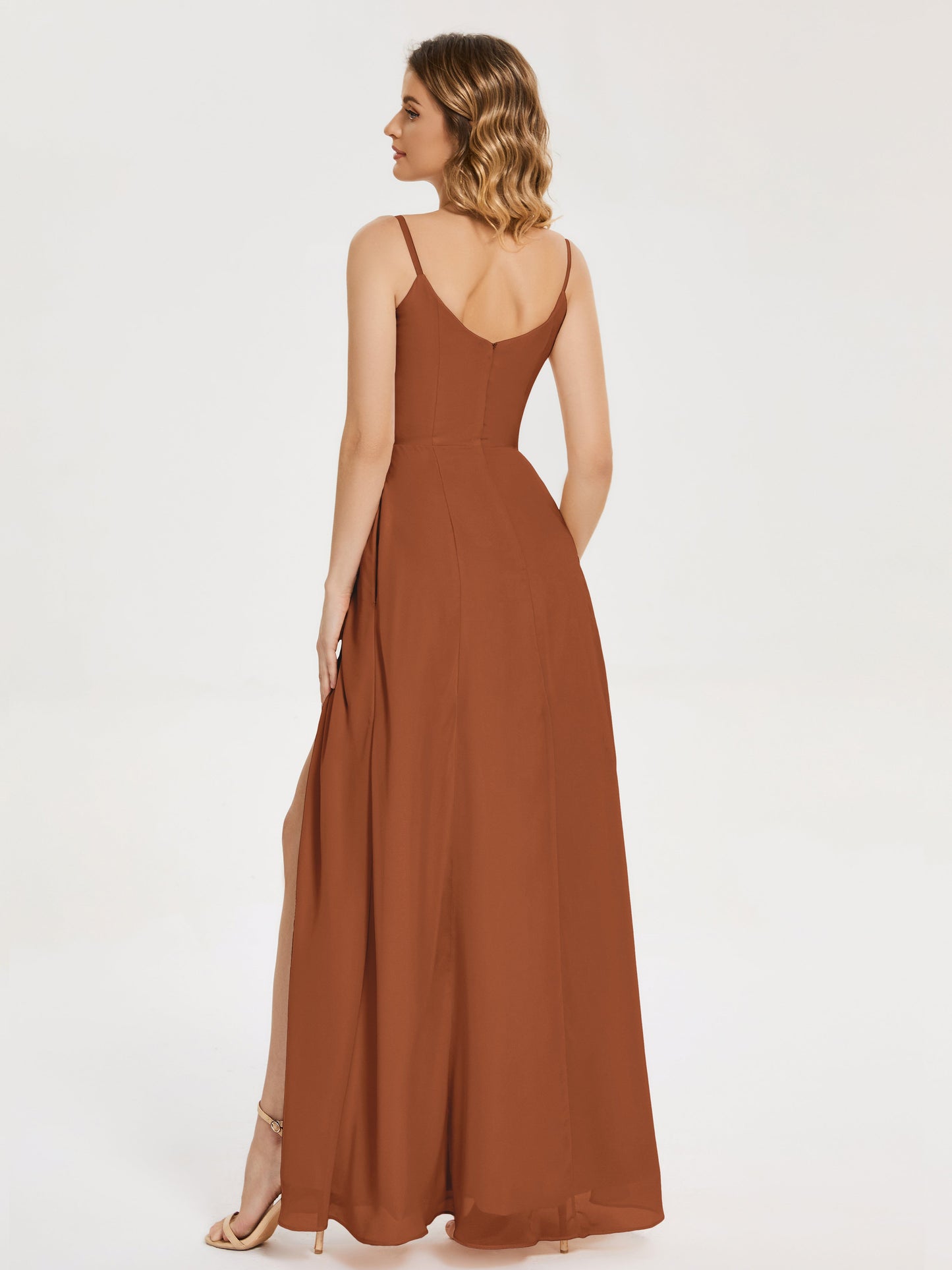 Blake Spaghetti Straps Chiffon Bridesmaid Dress with Slit