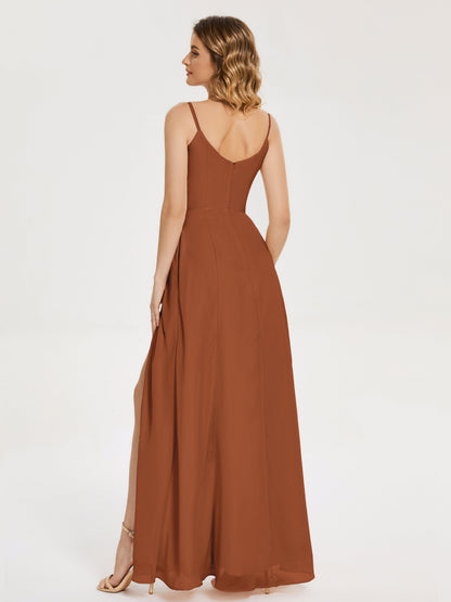 Blake Spaghetti Straps Chiffon Bridesmaid Dress with Slit