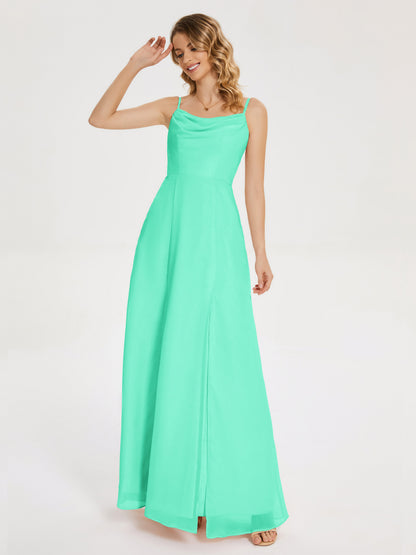 Blake Spaghetti Straps Chiffon Bridesmaid Dress with Slit