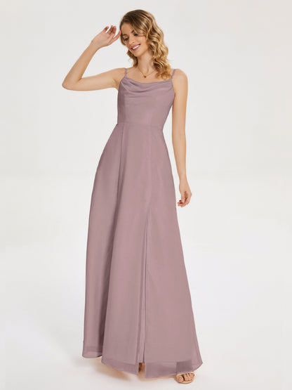 Blake Spaghetti Straps Chiffon Bridesmaid Dress with Slit