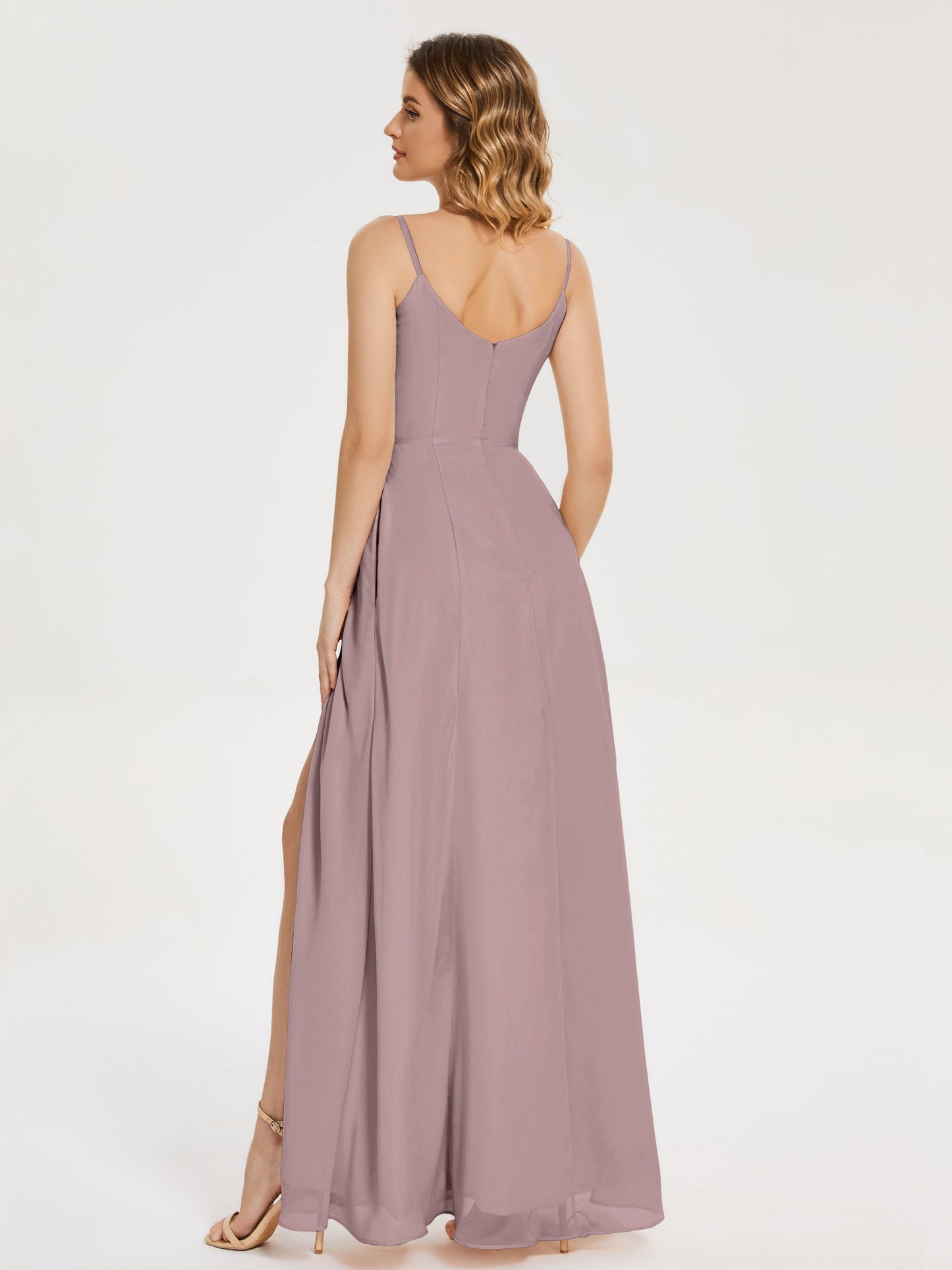 Blake Spaghetti Straps Chiffon Bridesmaid Dress with Slit