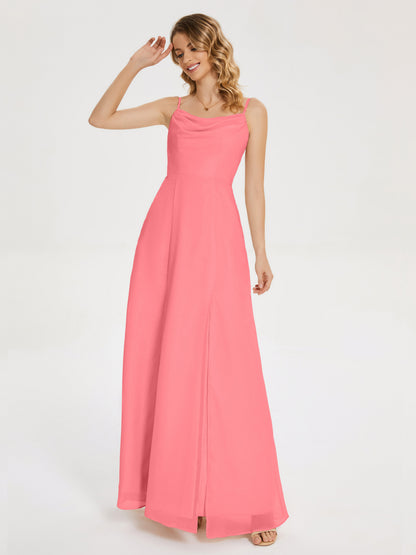 Blake Spaghetti Straps Chiffon Bridesmaid Dress with Slit